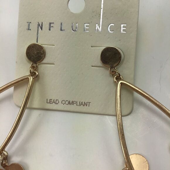 Boho Influence Oval Hoop Circle Dangle Post Earrings Gold-tone/Capiz Shell - Picture 2 of 5